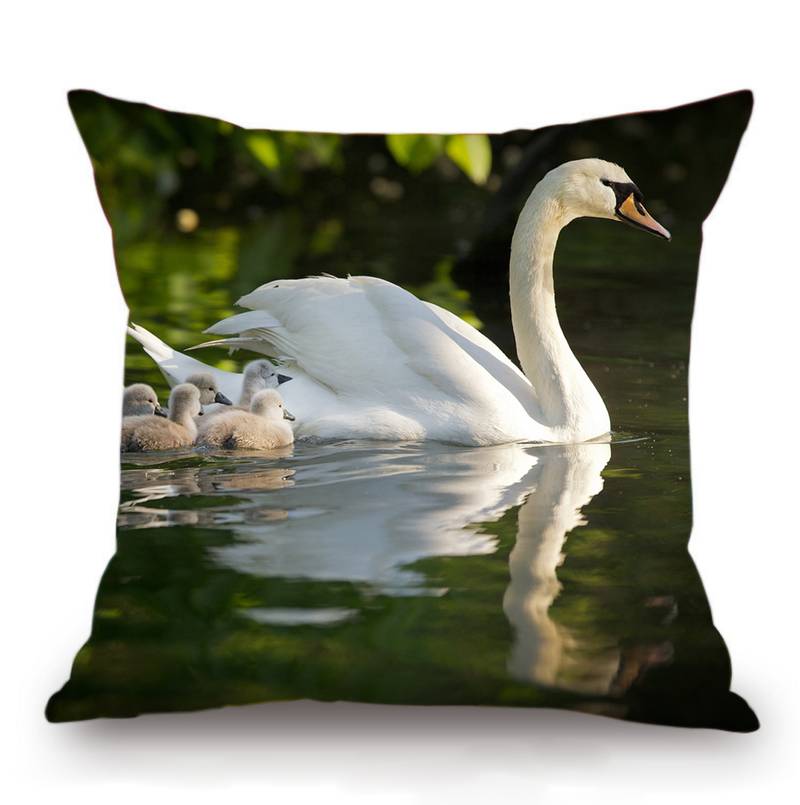 Swan Digital Printing Cushion Cover (16 x 16 Inch) Silvero 2489103