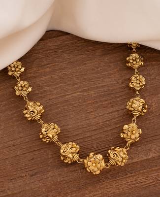 One Gram Gold Plated Brass Floral Balls Antique Necklace  1