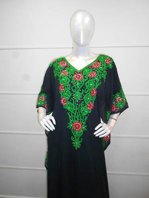 Black aari work chiffon polyester islamic party wear festive farasha 2