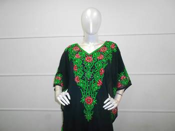 Black aari work chiffon polyester islamic party wear festive farasha 3