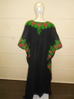 Black aari work chiffon polyester islamic party wear festive farasha 5