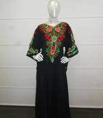 Black aari work chiffon polyester islamic party wear festive farasha