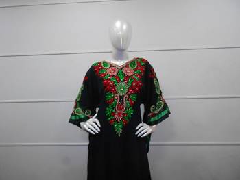 Black aari work chiffon polyester islamic party wear festive farasha 3