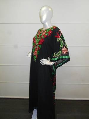 Black aari work chiffon polyester islamic party wear festive farasha 4