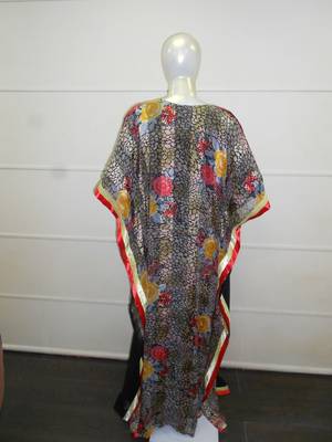 Red and black aari work chiffon polyester islamic party wear festive farasha 5