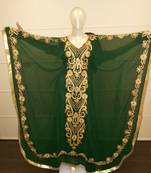 Green aari work chiffon polyester islamic party wear festive farasha