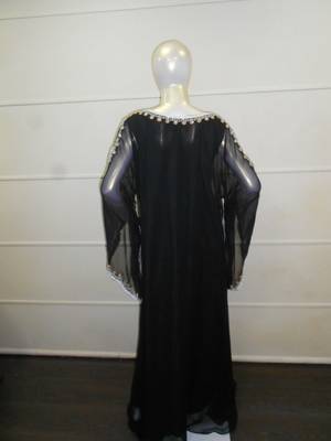 Black aari work chiffon polyester islamic party wear festive farasha 5