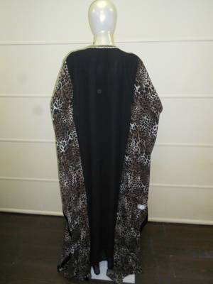 Black zari work chiffon polyester islamic party wear festive farasha 5