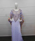 White zari work chiffon polyester islamic party wear festive farasha