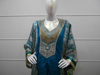 Blue zari work chiffon polyester islamic party wear festive farasha 2