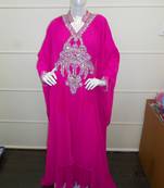 Pink zari work chiffon polyester islamic party wear festive farasha