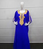 Blue zari work chiffon polyester islamic party wear festive farasha