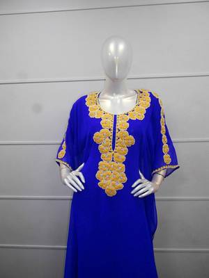 Blue zari work chiffon polyester islamic party wear festive farasha 2