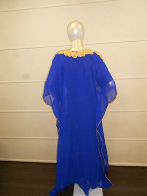 Blue zari work chiffon polyester islamic party wear festive farasha 5