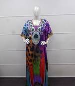 Multi color printed chiffon polyester islamic party wear festive farasha