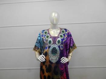 Multi color printed chiffon polyester islamic party wear festive farasha 3