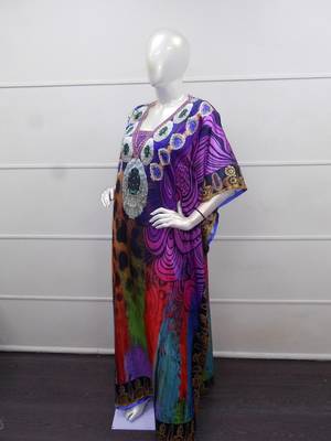Multi color printed chiffon polyester islamic party wear festive farasha 4