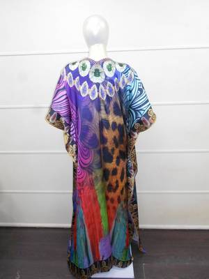 Multi color printed chiffon polyester islamic party wear festive farasha 5