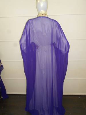 Blue and white zari work chiffon polyester islamic party wear festive kaftan with jacket 5