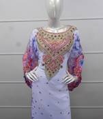 White zari work chiffon polyester islamic party wear festive kaftan