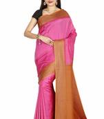 Light Pink Hand Woven Pure Silk Saree With Blouse