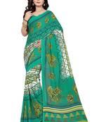 Green printed georgette saree with blouse