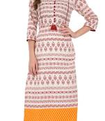 White Printed Cotton stitched kurti