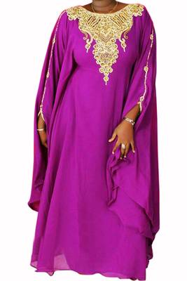 Purple Zari Stone Work Georgette Islamic Style Beads Embedded PartyWear Farasha 1