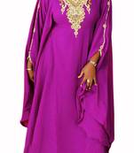 Purple Zari Stone Work Georgette Islamic Style Beads Embedded PartyWear Farasha