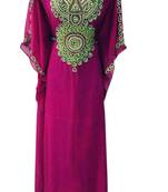 Purple Zari Stone Work Georgette Islamic Style Beads Embedded PartyWear Farasha