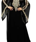 Black Zari Stone Work Georgette Islamic Style Beads Embedded PartyWear Kaftan