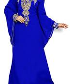 Blue Zari Stone Work Georgette Islamic Style Beads Embedded PartyWear Kaftan