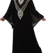 Black Zari Stone Work Georgette Islamic Style Beads Embedded PartyWear Kaftan