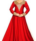 Red Zari Stone Work gergett Islamic Style Beads Embedded PartyWear kaftan