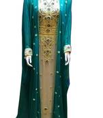 Turqouise Zari Stone Work Georgette Islamic Style Beads Embedded PartyWear Kaftan