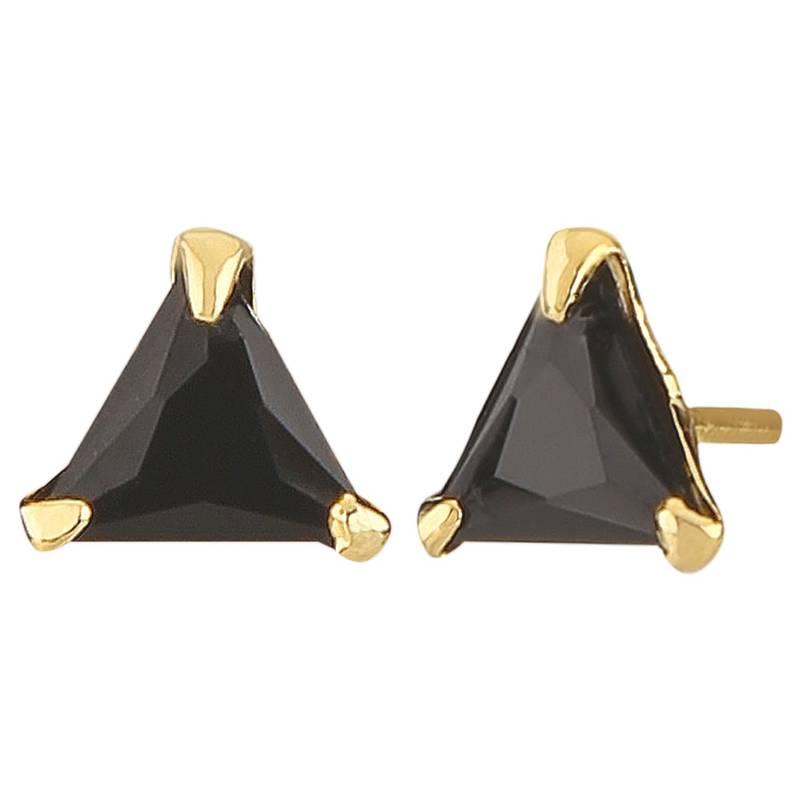 Efulgenz Solitaire Gold Plated Daily Wear Triangle Shape Black