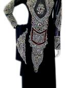Black Zari Stone Work Georgette Islamic Style Beads Embedded PartyWear Farasha
