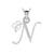 0.02ctsValentine Alphabet N With Heart Design Pendant in 9KT White Gold (GH Color, SI Clarity) with 16" Chain