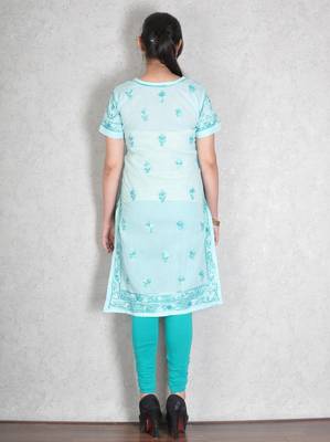 Sky blue embroidered cotton kurtas-and-kurtis 3