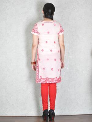 Light peach embroidered cotton kurtas-and-kurtis 3