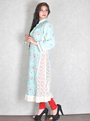 Blue embroidered cotton kurtas-and-kurtis 2
