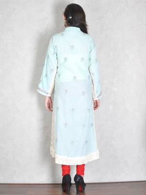 Blue embroidered cotton kurtas-and-kurtis 3