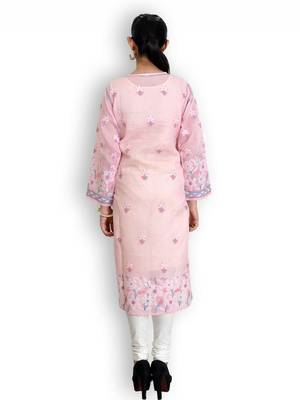 Pink embroidered cotton kurtas-and-kurtis 2