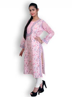 Pink embroidered cotton kurtas-and-kurtis 3