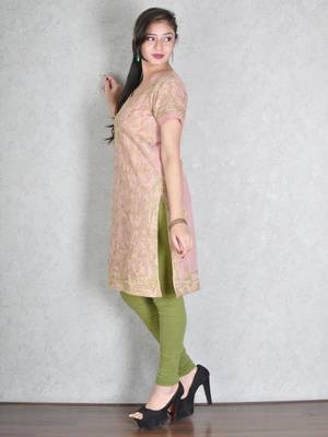 Peach embroidered cotton kurtas-and-kurtis 2