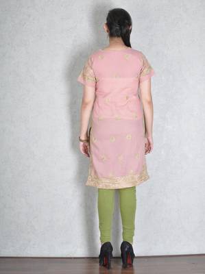 Peach embroidered cotton kurtas-and-kurtis 3