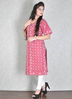 Wine embroidered cotton kurtas-and-kurtis 2