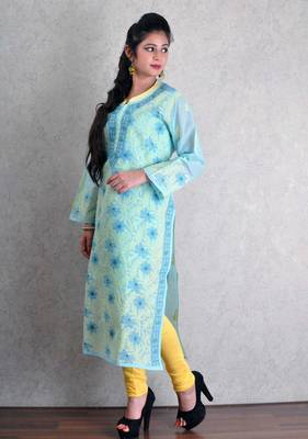 Blue embroidered cotton kurtas-and-kurtis 2