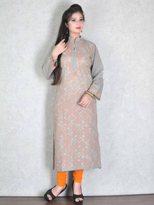 Grey embroidered cotton kurtas-and-kurtis 1