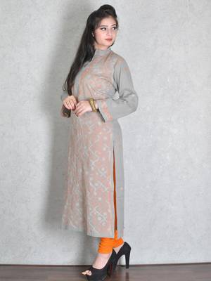 Grey embroidered cotton kurtas-and-kurtis 2